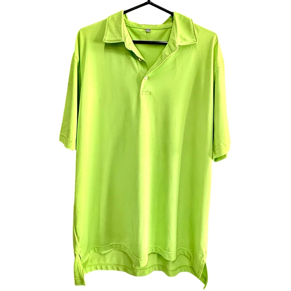 Peter Millar Summer Comfort Polo Shirt Men's Large Lime Green Texas GTF Golf Emb